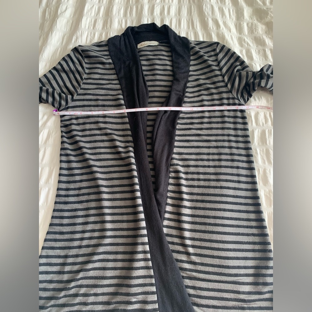 Michael Farrell Black and Gray Striped Women's Cardigan - Picture 10 of 16
